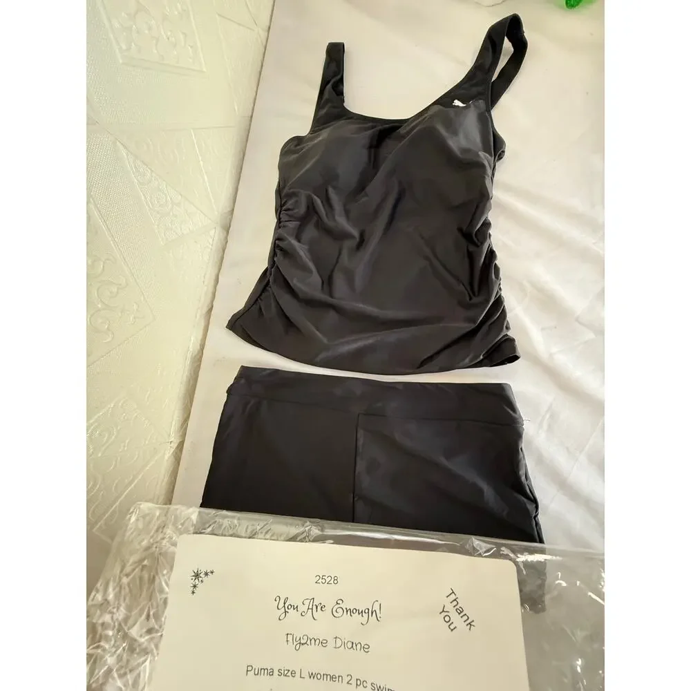 SKU2528 PUMA Women's Two-Piece Boy Short Swimsuit & Control Top Large